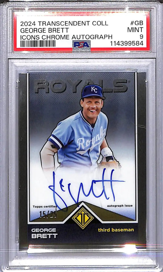George Brett autographed baseball card from 2024 Topps Transcendent Collection Icons Chrome