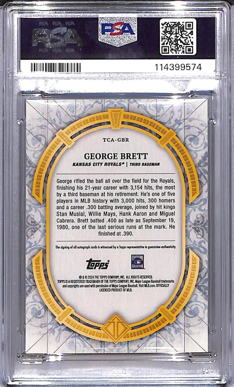 Graded George Brett baseball card from 2024 Topps Transcendent Collection Kansas City Royals