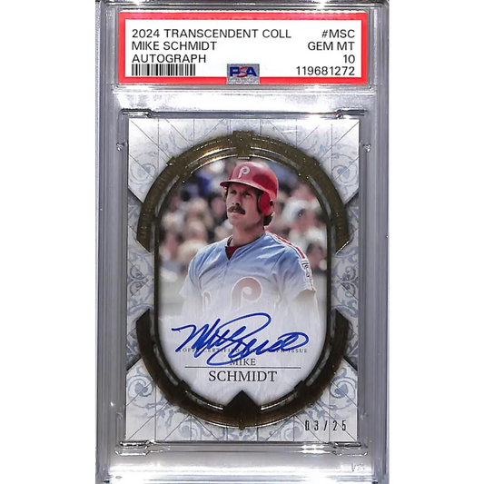 2024 Topps Transcendent Collection #TCA-MSC Mike Schmidt PSA 10 GEM MINT Auto 3/25 Philadelphia Phillies