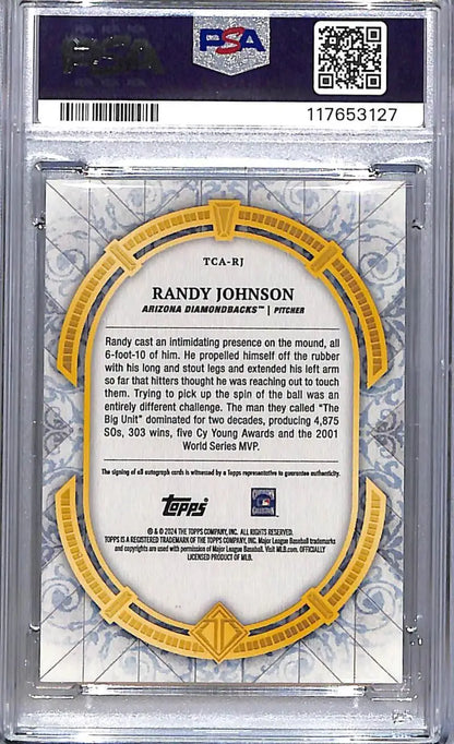 Graded Randy Johnson baseball card from 2024 Topps Transcendent Collection featuring Arizona Diamondbacks