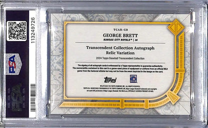 Graded George Brett baseball card from Topps Transcendent featuring Kansas City Royals