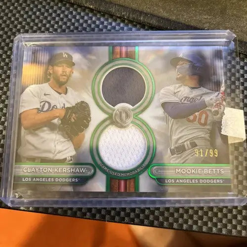 2024 Topps Tribute Clayton Kershaw Mookie Betts trading card with game-used relics