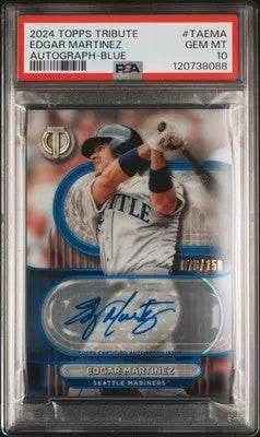 Graded Edgar Martinez autographed baseball card from 2024 Topps Tribute series