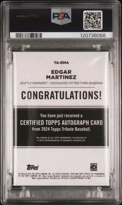Slabbed 2024 Topps Tribute Edgar Martinez Auto Baseball Card PSA 10 Pop 1