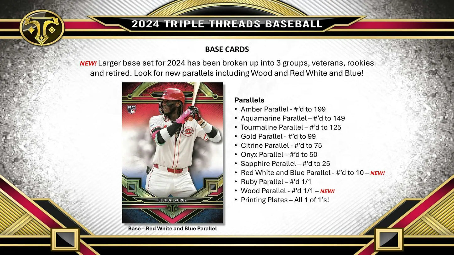 2024 Topps Triple Threads Baseball Hobby Box with relic cards and autograph relic inserts