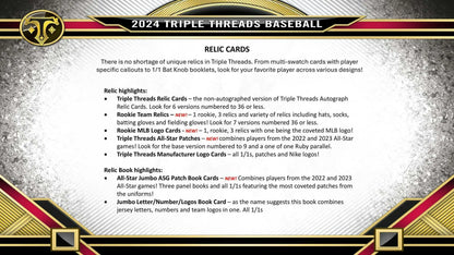 2024 Topps Triple Threads Baseball Hobby Box with relic cards and autograph relics