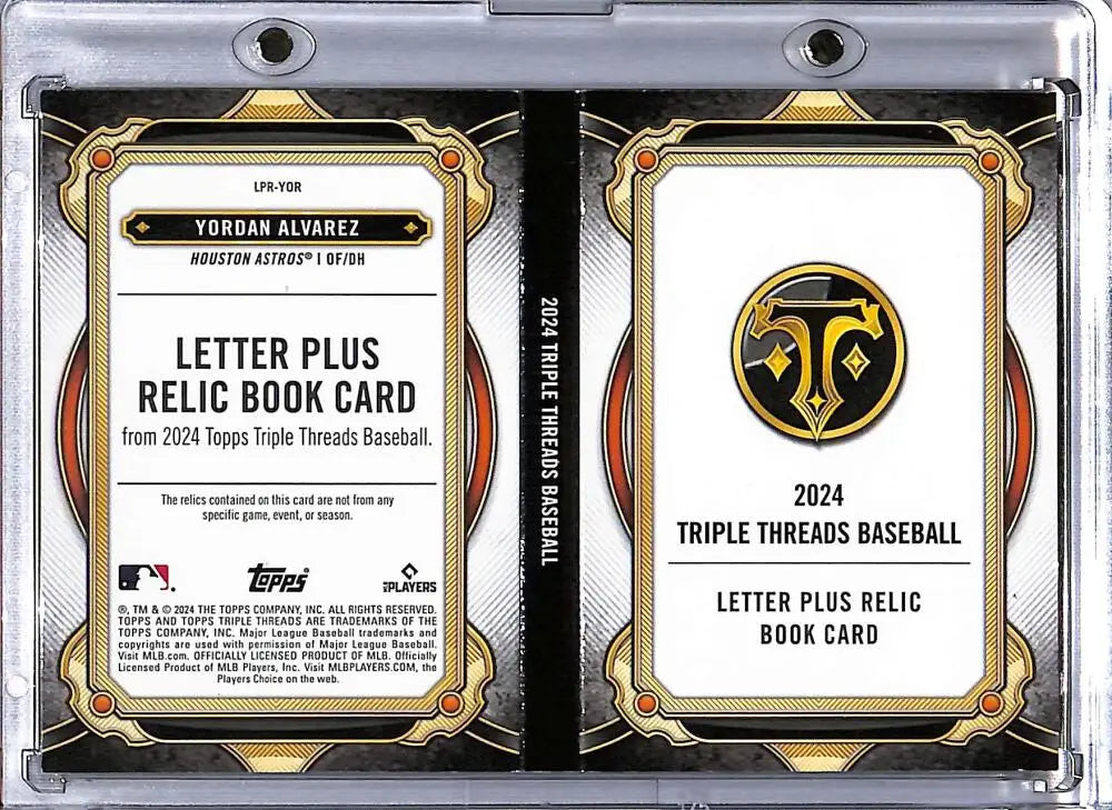 Yordan Alvarez Houston Astros Baseball Card Book 2024 Topps Triple Threads 1/1