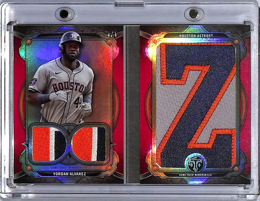 Yordan Alvarez Houston Astros Baseball Card from 2024 Topps Triple Threads Card Book