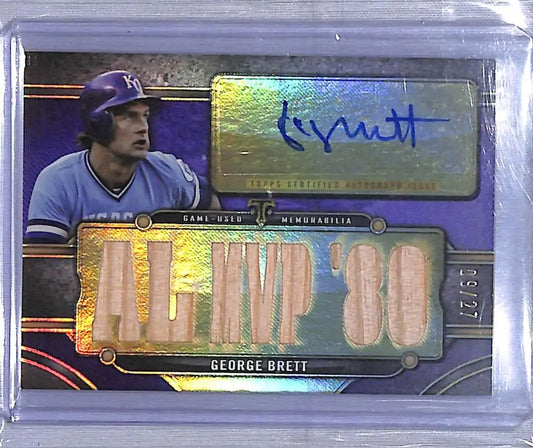 George Brett autographed baseball card from 2024 Topps Triple Threads series