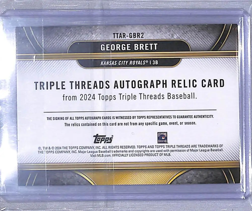 George Brett autograph relic card from 2024 Topps Triple Threads, Kansas City Royals