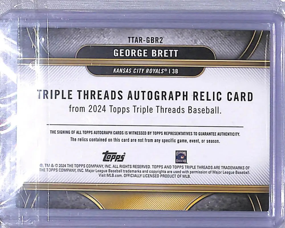 George Brett autograph relic card from 2024 Topps Triple Threads Kansas City Royals
