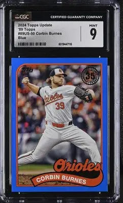 Graded Corbin Burnes baseball card from 2024 Topps Update featuring Blue border CGC 9