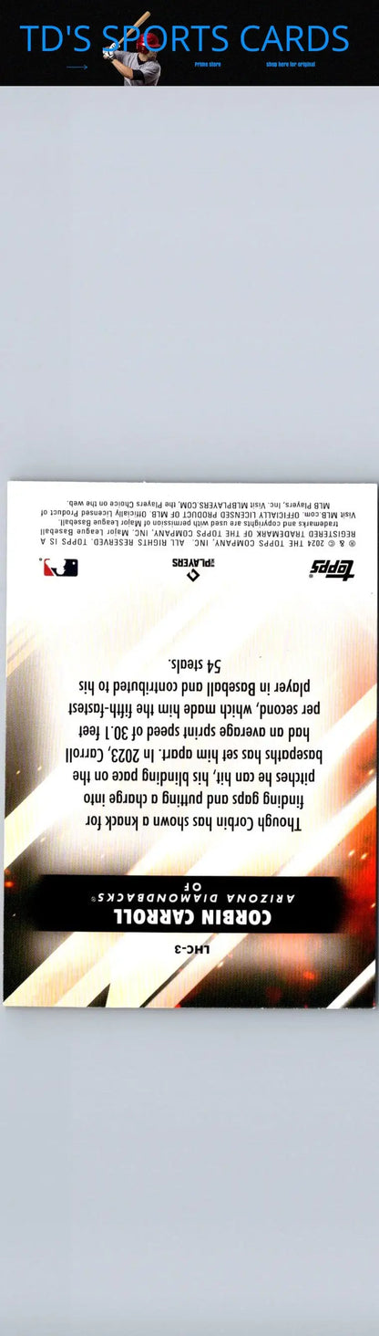 Corbin Carroll baseball card from 2024 Topps Update Let Him Cook series