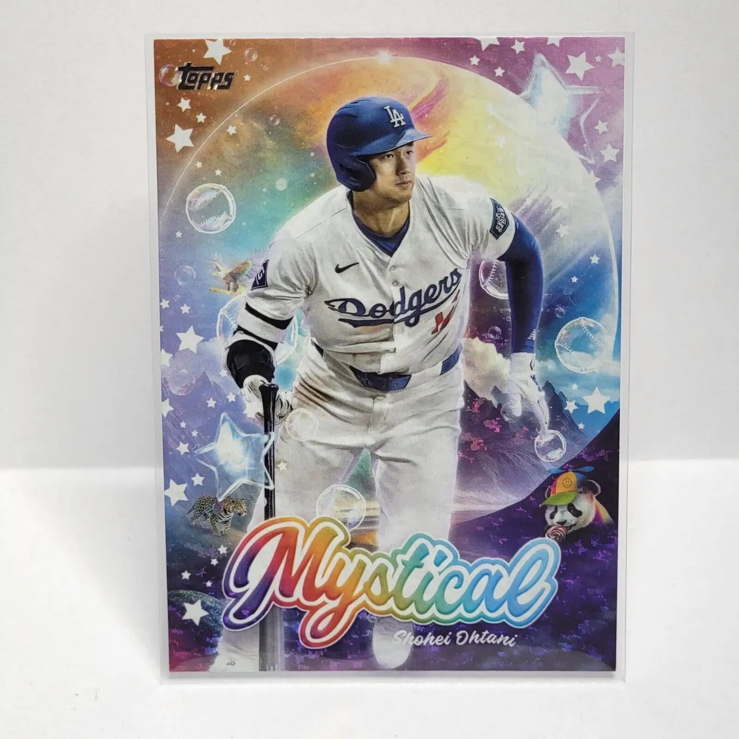 Baseball trading card of Shohei Ohtani in Dodgers uniform from 2024 Topps Update Mystical series