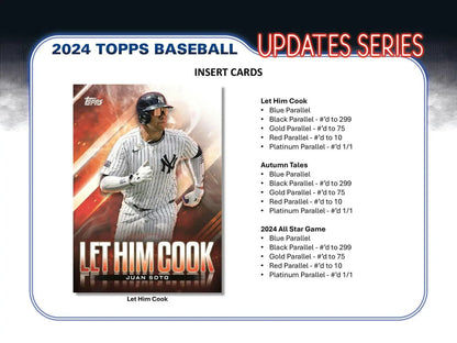 2024 Topps Update Series Baseball Hobby Jumbo Box with relic cards and gold parallel insert set