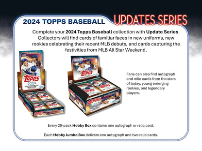 2024 Topps Update Series Baseball Hobby Jumbo Box with relic cards and gold parallel options