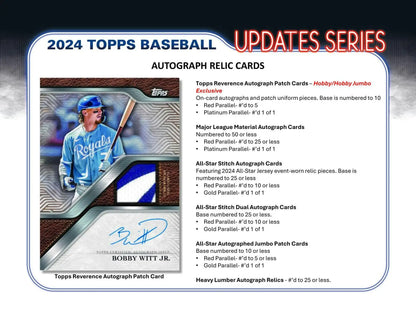 2024 Topps Update Series Baseball Hobby Jumbo Box with Topps relic cards and gold parallel