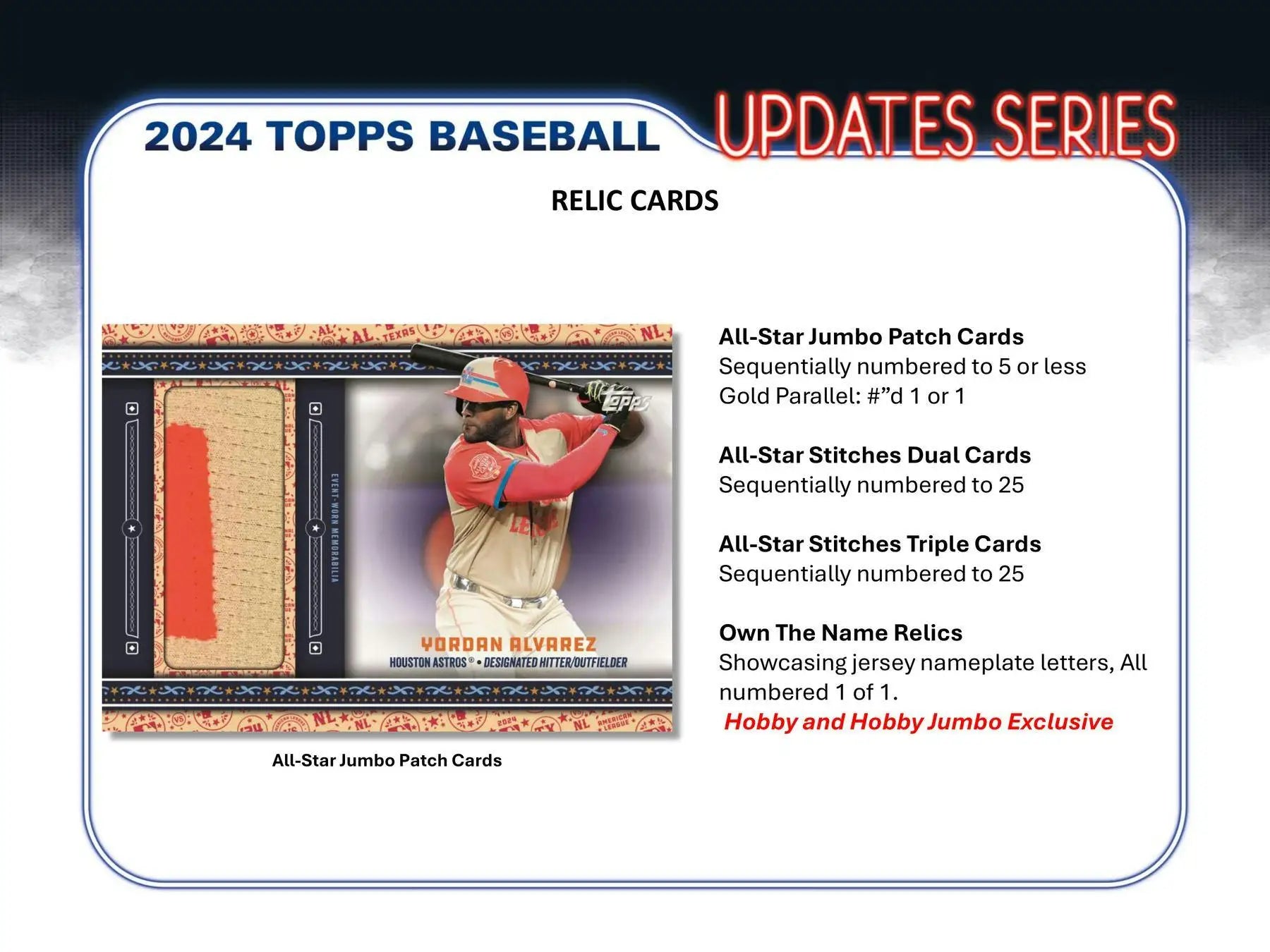 2024 Topps Update Series Baseball Hobby Jumbo Box with relic cards and gold parallel
