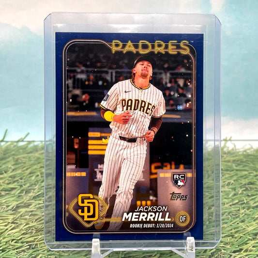 Jackson Merrill baseball card from 2024 Topps Update Series, trading card rookie debut
