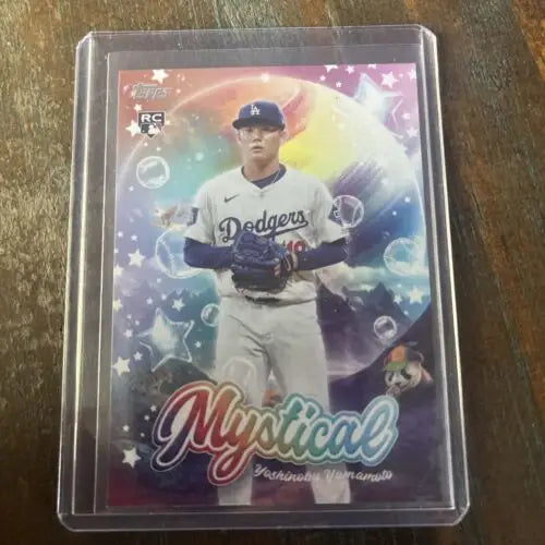 Yoshinobu Yamamoto baseball card from 2024 Topps Update Series Mystical Blue #MYS-13