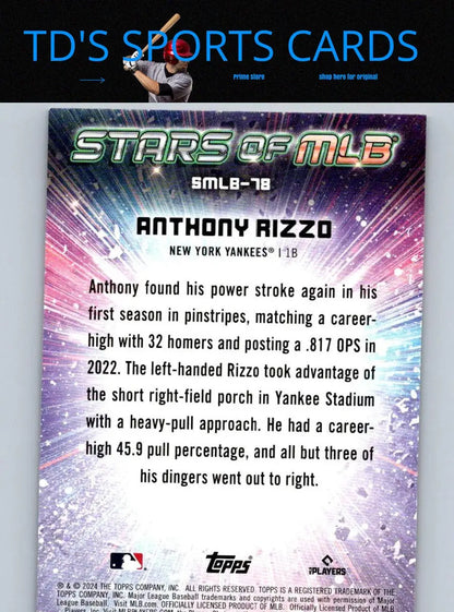 2024 Topps Update Anthony Rizzo Stars of MLB baseball card featuring Anthony Rizzo