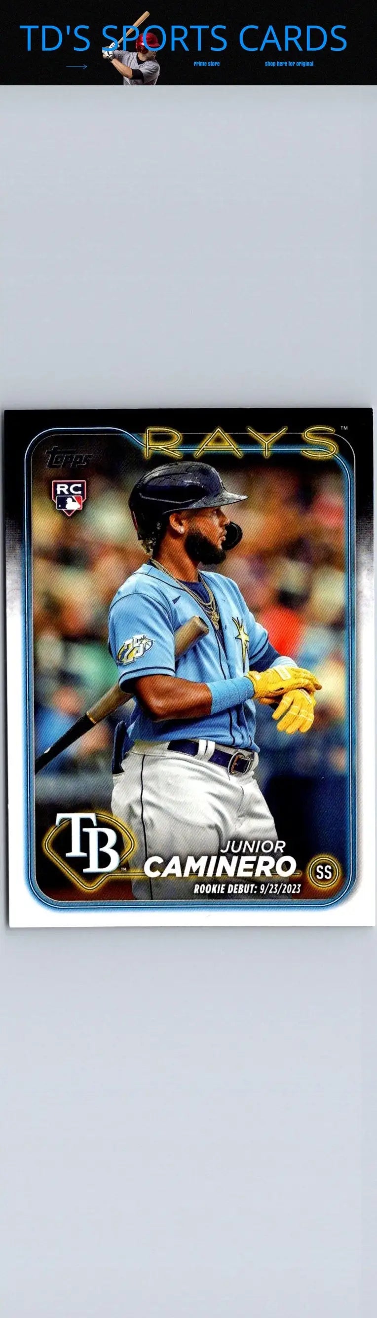 2024 Topps Update US223 Junior Caminero baseball card featuring Junior Caminero artwork