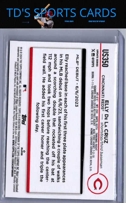 2024 Topps Update US350 Elly De La Cruz baseball card front view