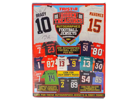 Autographed football jersey box from 2024 TriStar Hidden Treasures Season Edition