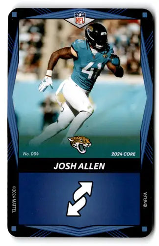 Original gloss NFL trading card of Josh Allen from UNO Elite Core Edition Jaguars
