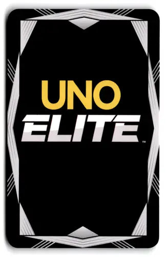 Black Uno Elite playing card with gold and white lettering from the original gloss elite core edition