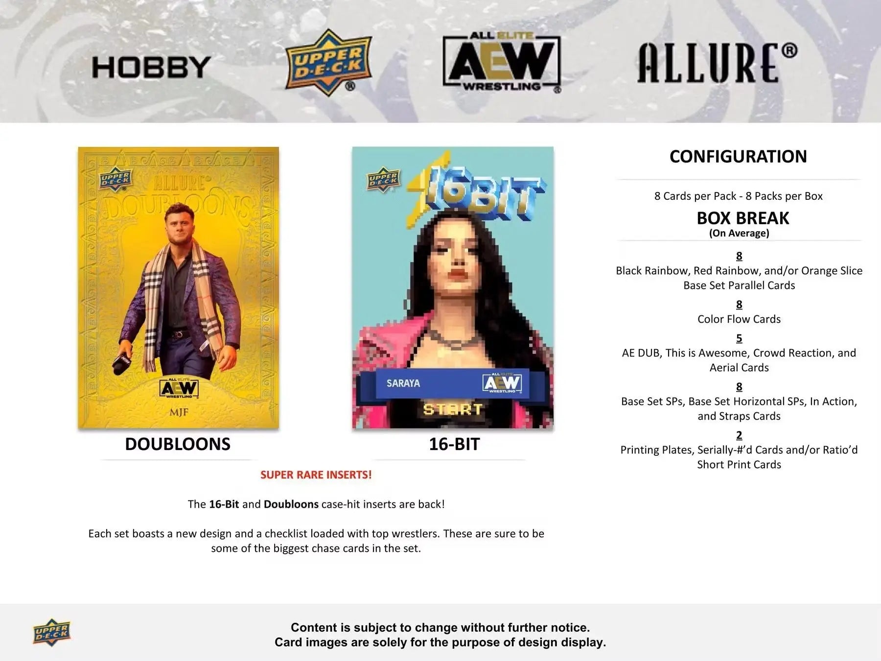 Promotional flyer for AEW wrestling trading cards in 2024 Upper Deck AEW Allure box