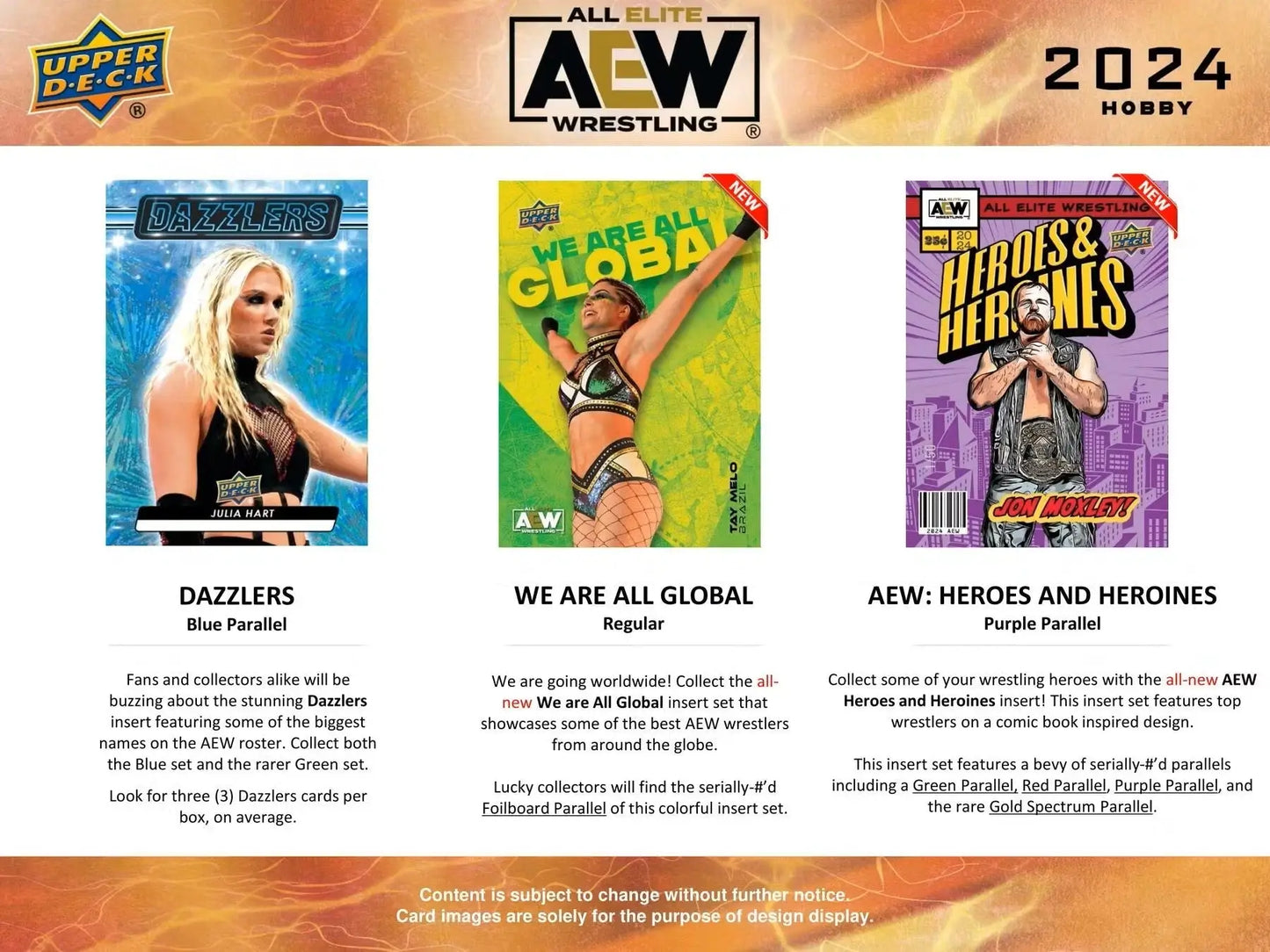 Promotional image for 2024 AEW Wrestling trading cards from Upper Deck AEW collection