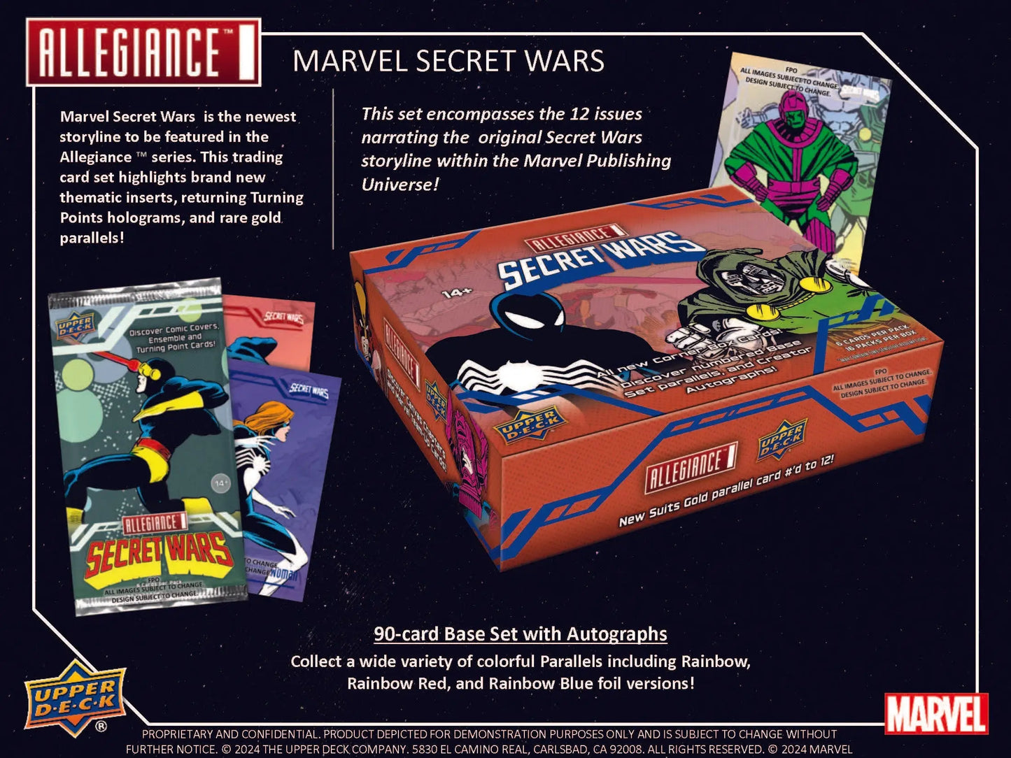 Marvel Allegiance Secret Wars trading card set inside the 2024 Upper Deck Hobby Box