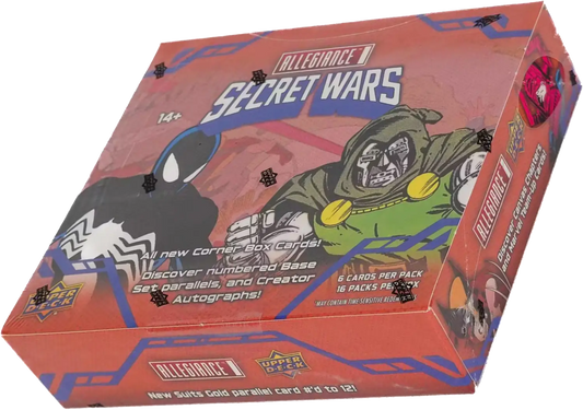 Marvel Allegiance Secret Wars trading card box from 2024 Upper Deck Marvel Allegiance