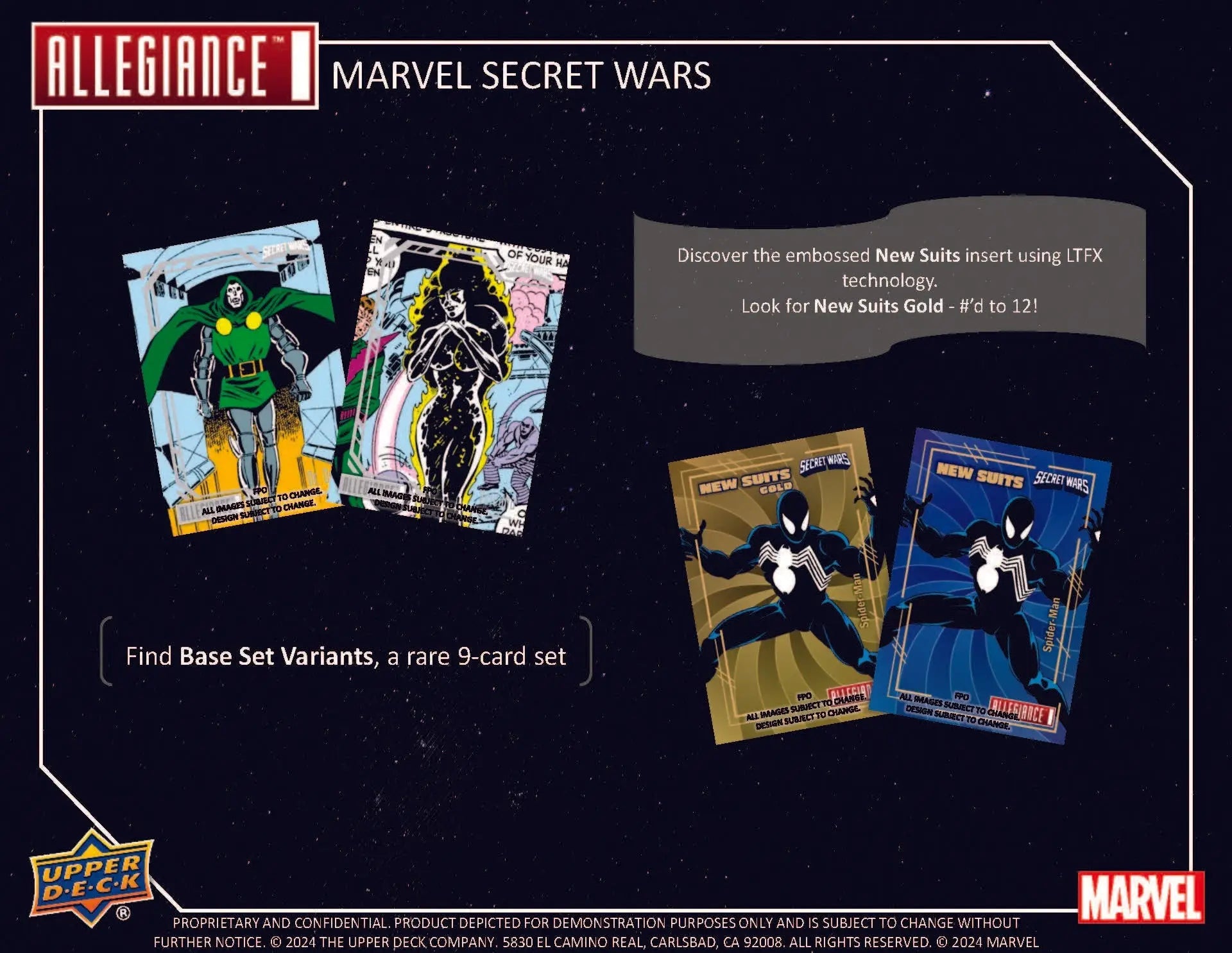 Marvel Allegiance Secret Wars trading cards from the 2024 Upper Deck Hobby Box