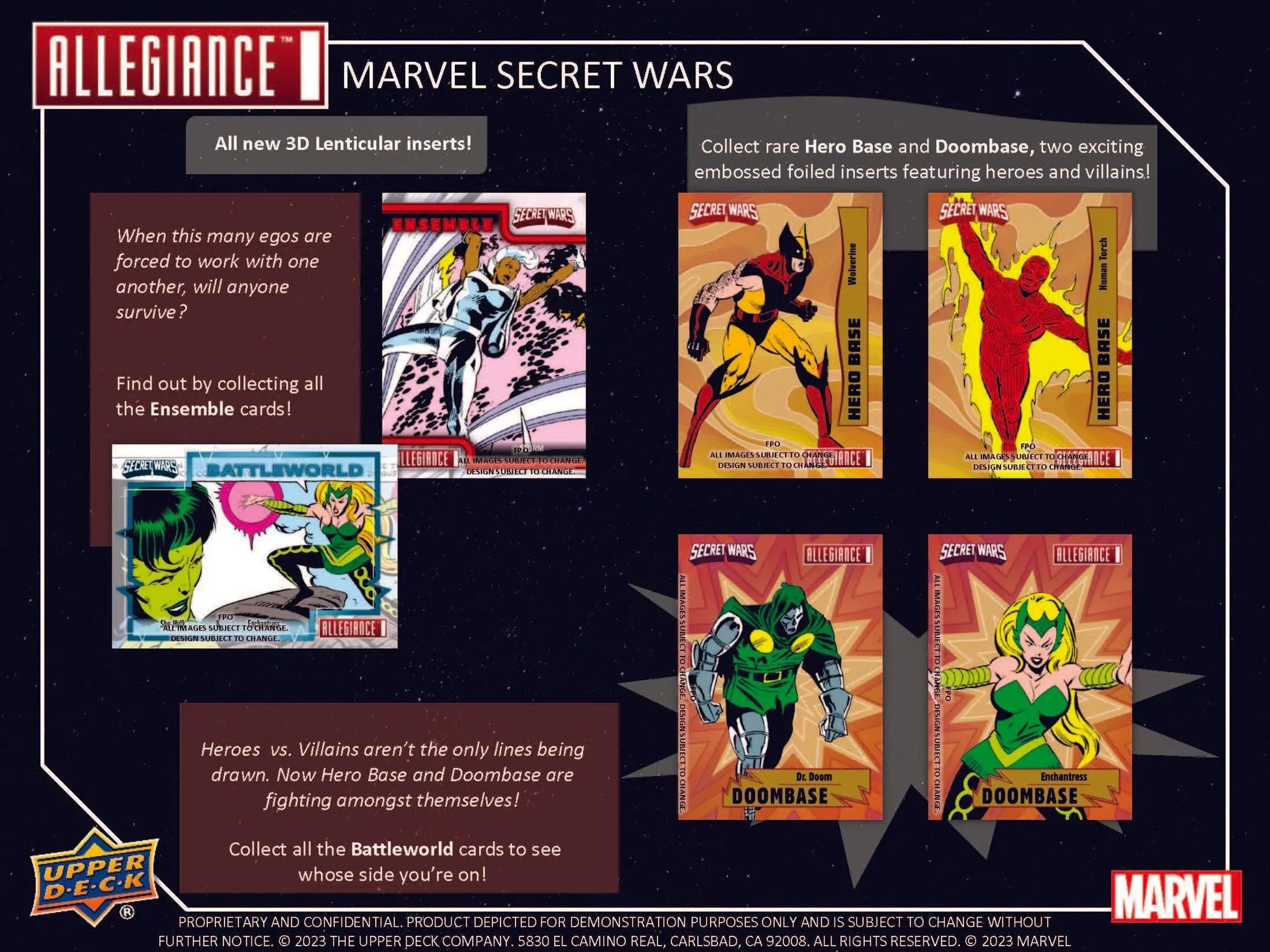 Marvel Allegiance Secret Wars trading cards inside the 2024 Upper Deck Hobby Box