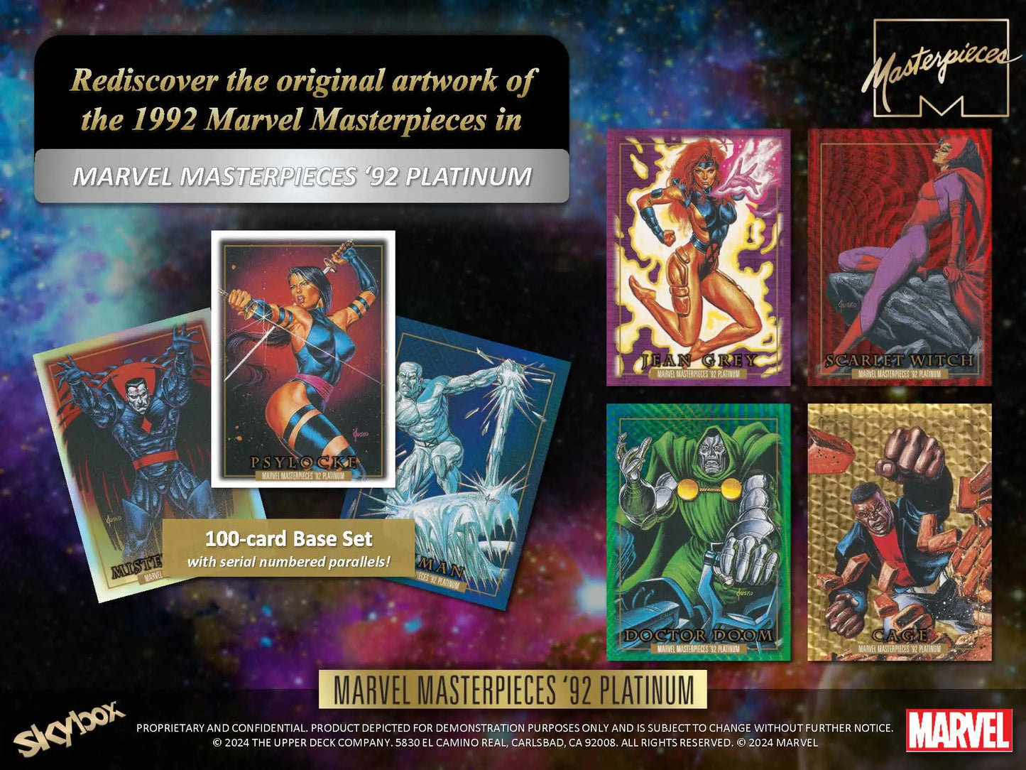 Marvel Masterpieces 92 Platinum trading cards from the 2024 Upper Deck Marvel Hobby Box
