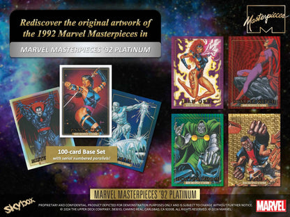 Marvel Masterpieces 92 Platinum trading cards from the 2024 Upper Deck Marvel Hobby Box
