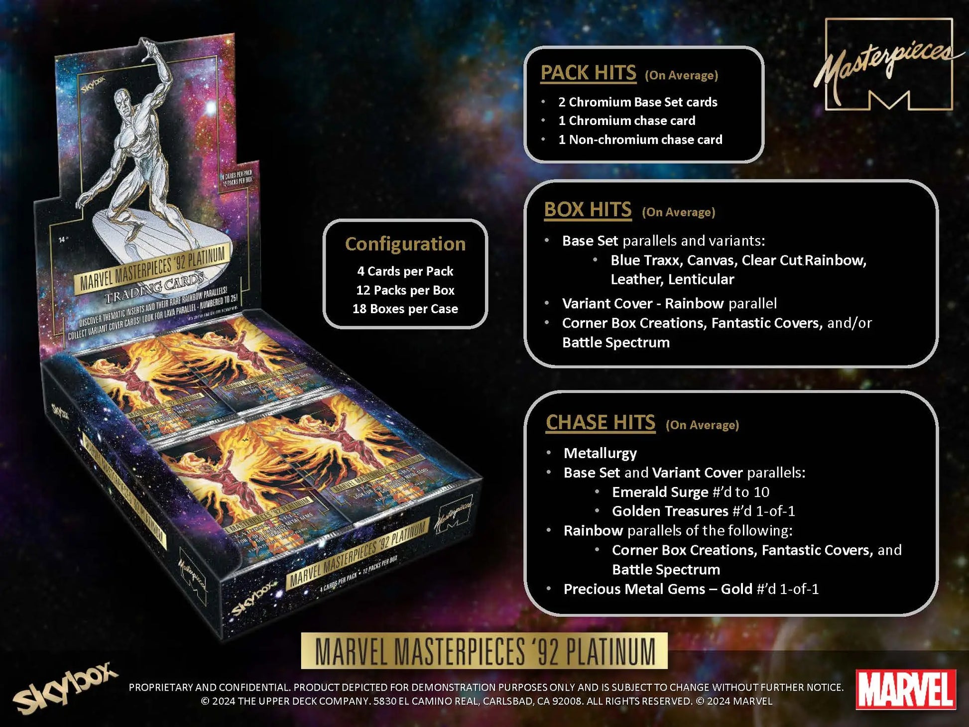 Display box of Marvel Masterpieces 92 Platinum trading card packs from Upper Deck Marvel