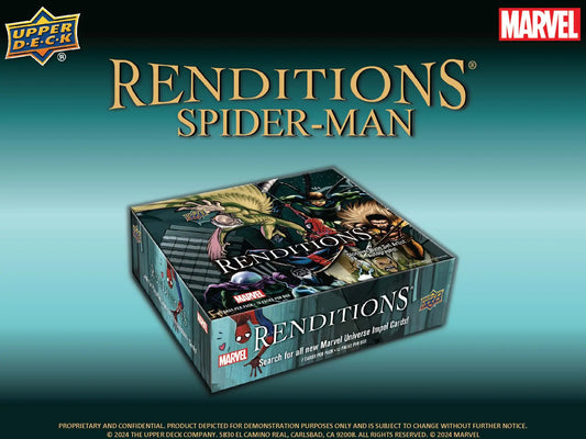 Collectible Marvel Renditions Spider-Man booster box from Upper Deck for 2024 Marvel Renditions series