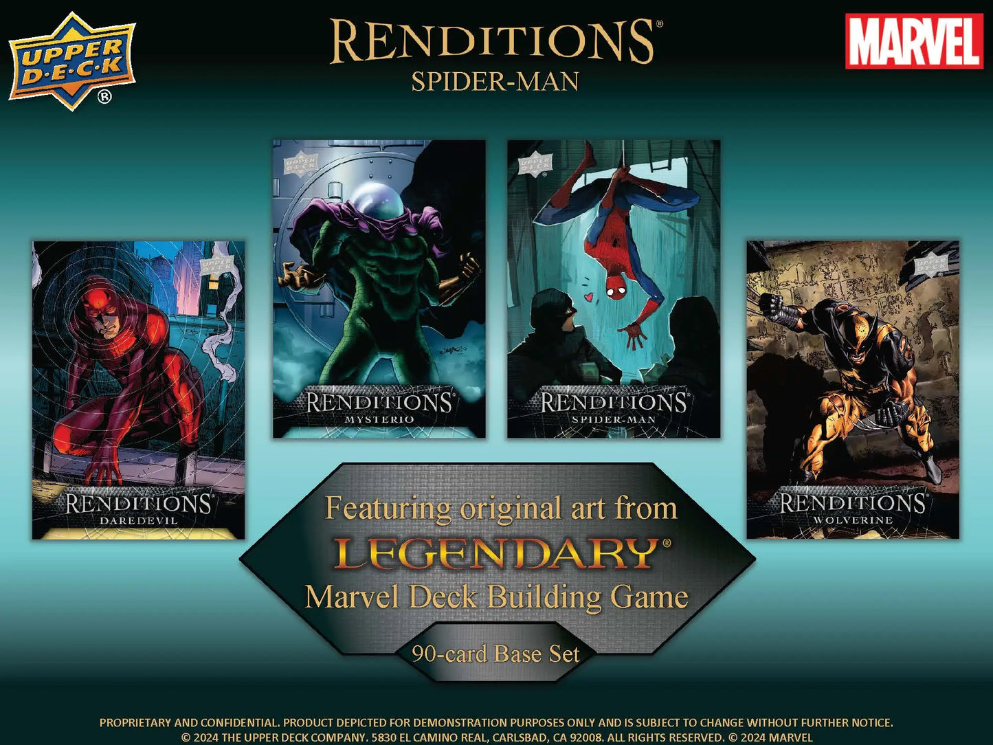 Set of four Marvel Renditions Spider-Man trading cards from the 2024 Upper Deck Marvel Renditions Hobby Box
