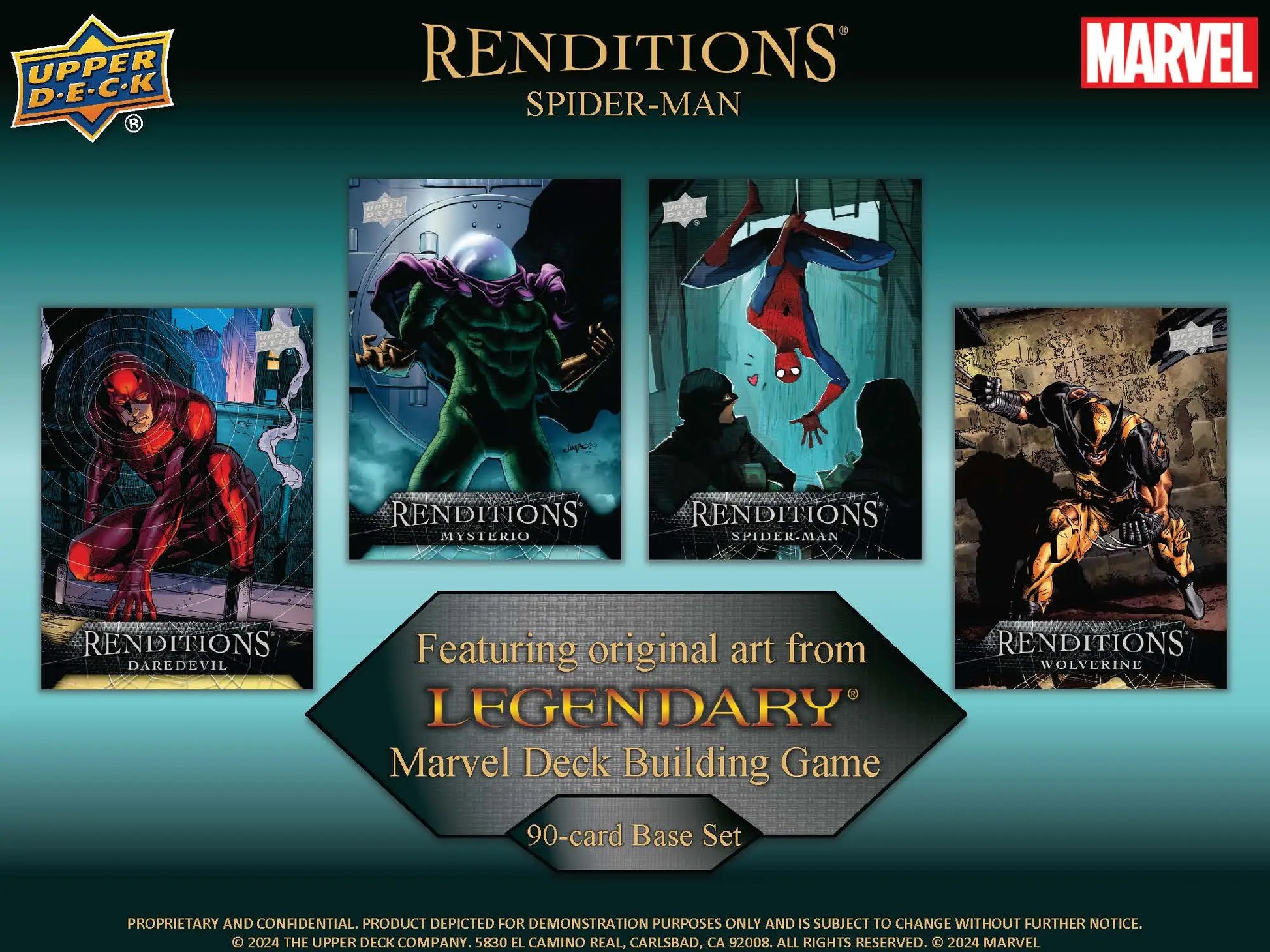 Set of four Marvel Renditions Spider-Man trading cards from the 2024 Upper Deck Marvel Renditions Hobby Box