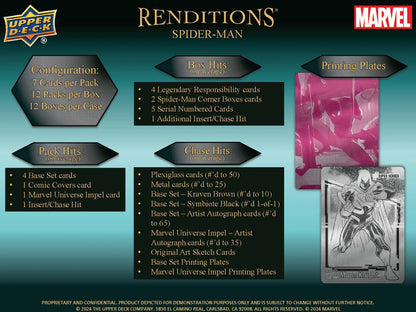 Marvel Renditions Spider-Man trading card set details in 2024 Upper Deck Hobby Box