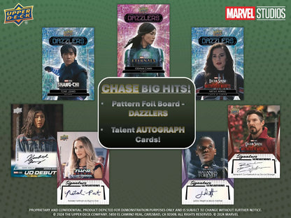 Marvel trading cards from 2024 Upper Deck Marvel Studios Series 2 Cinematic Hobby Box