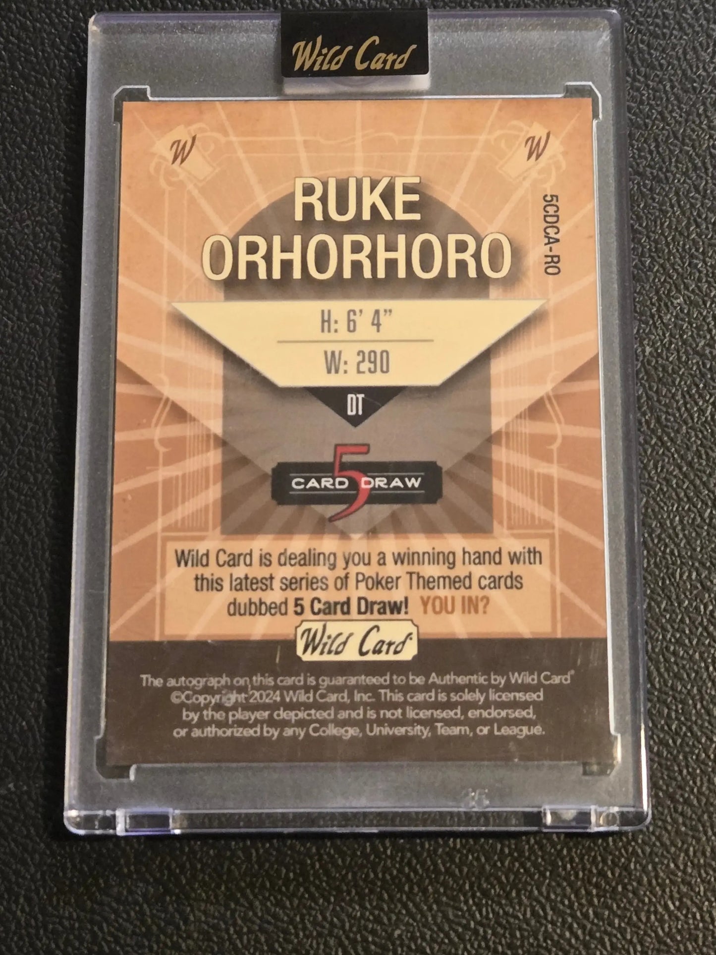 Ruke Orhorhoro Wild Card 5 Card Draw football card in protective slab 2024 Green AutoContemporary