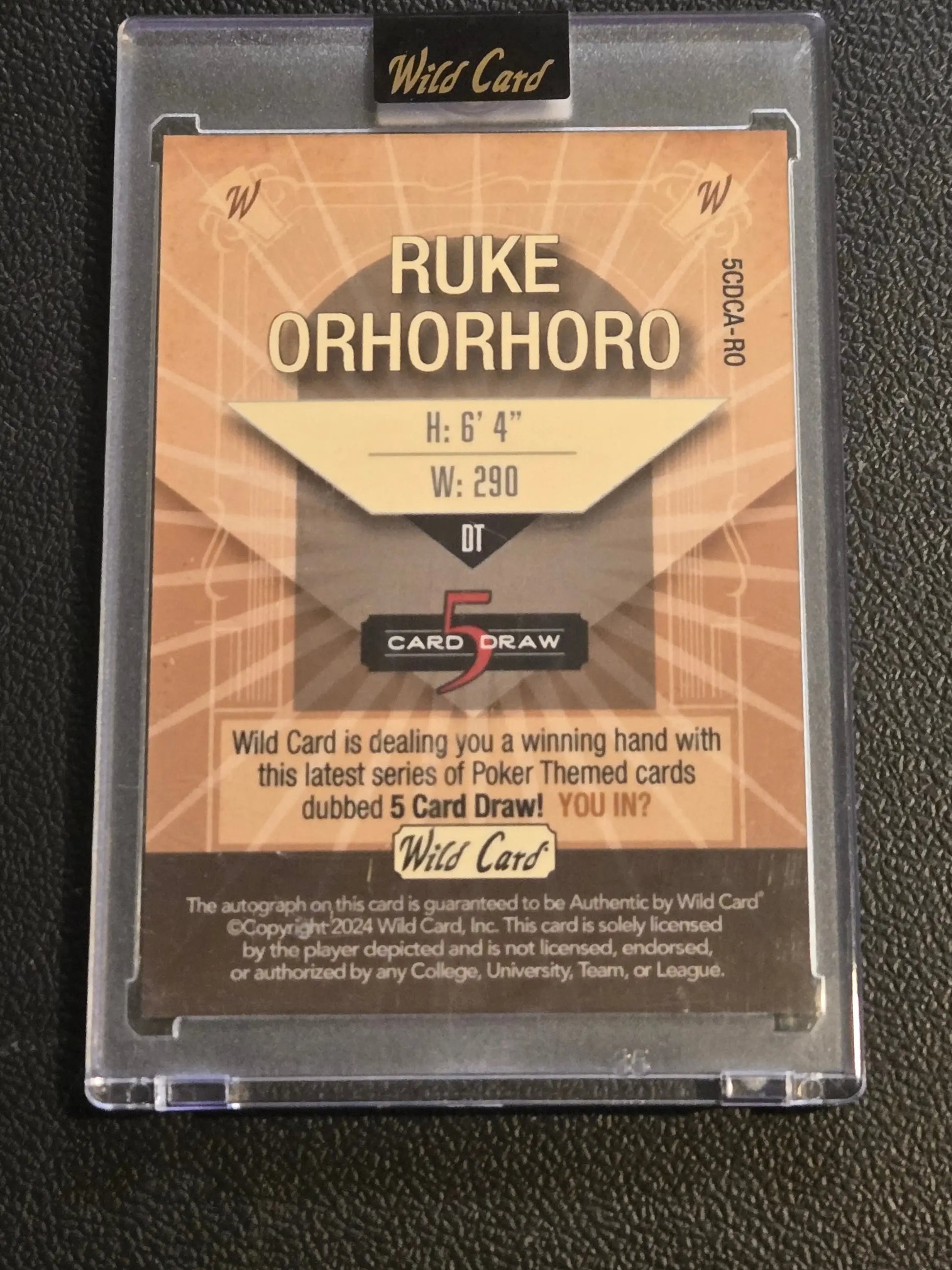 Ruke Orhorhoro Wild Card 5 Card Draw football card in protective slab 2024 Green AutoContemporary