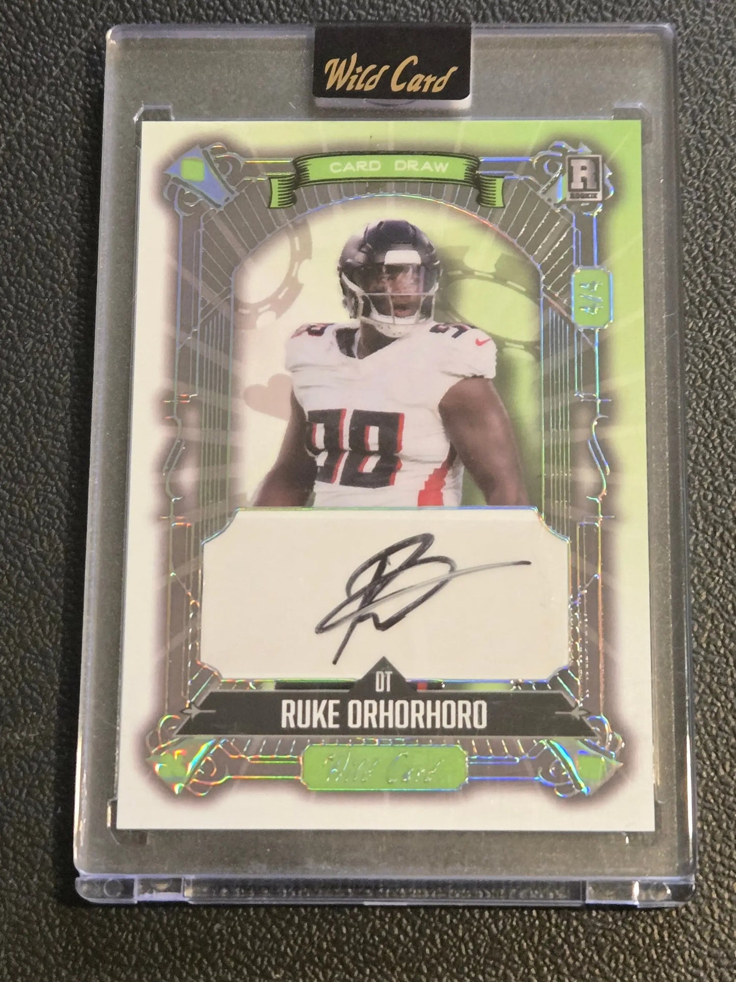 Autographed Ruke Orhorhoro football trading card from 2024 Wild Card Green AutoContemporary