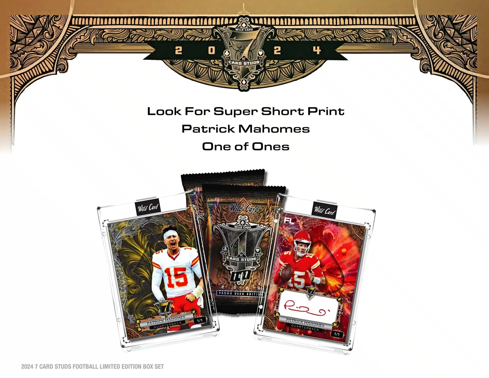 Football trading cards from 2024 Wild Card 7 Card Studs Metal All Quarterback Edition hobby box