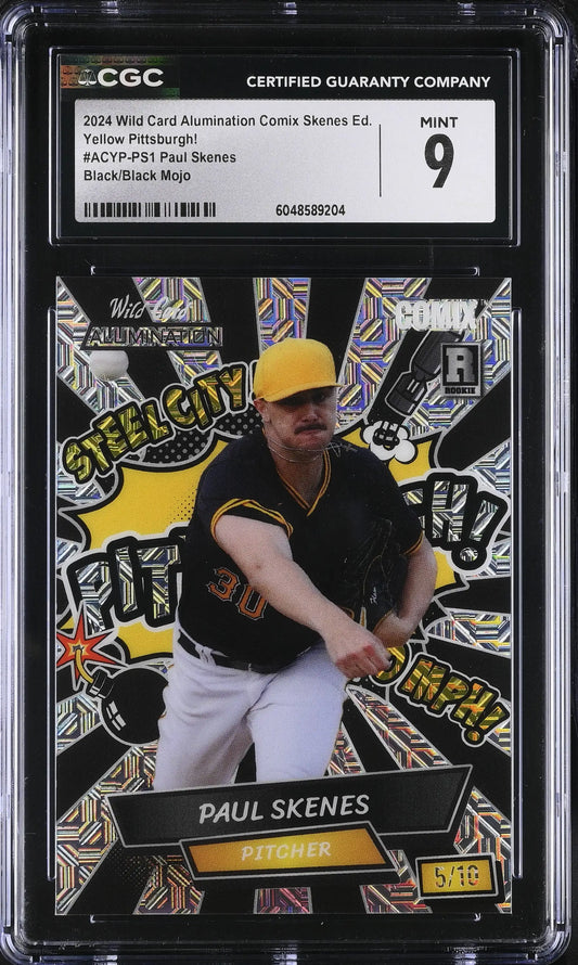 Graded Paul Skenes baseball card from 2024 Wild Card Alumination Comix series