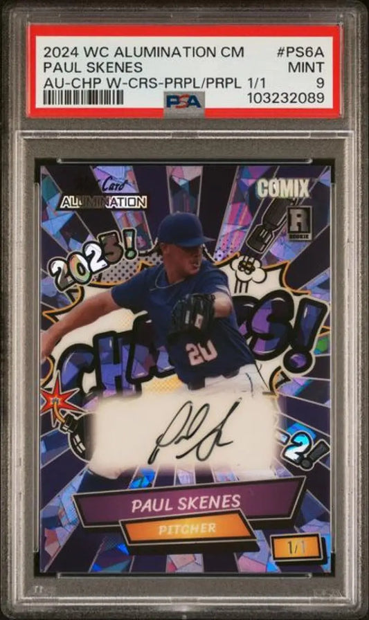 Graded Paul Skenes autographed Pittsburgh Pirates baseball card in 2024 Wild Card Alumination
